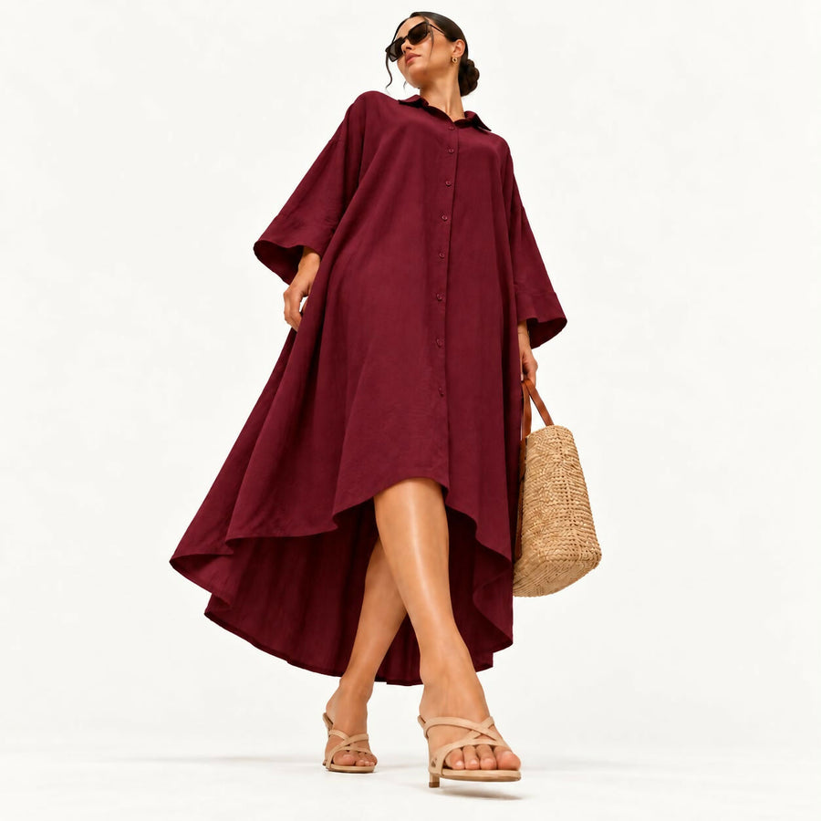 Burgundy Shirt Dress