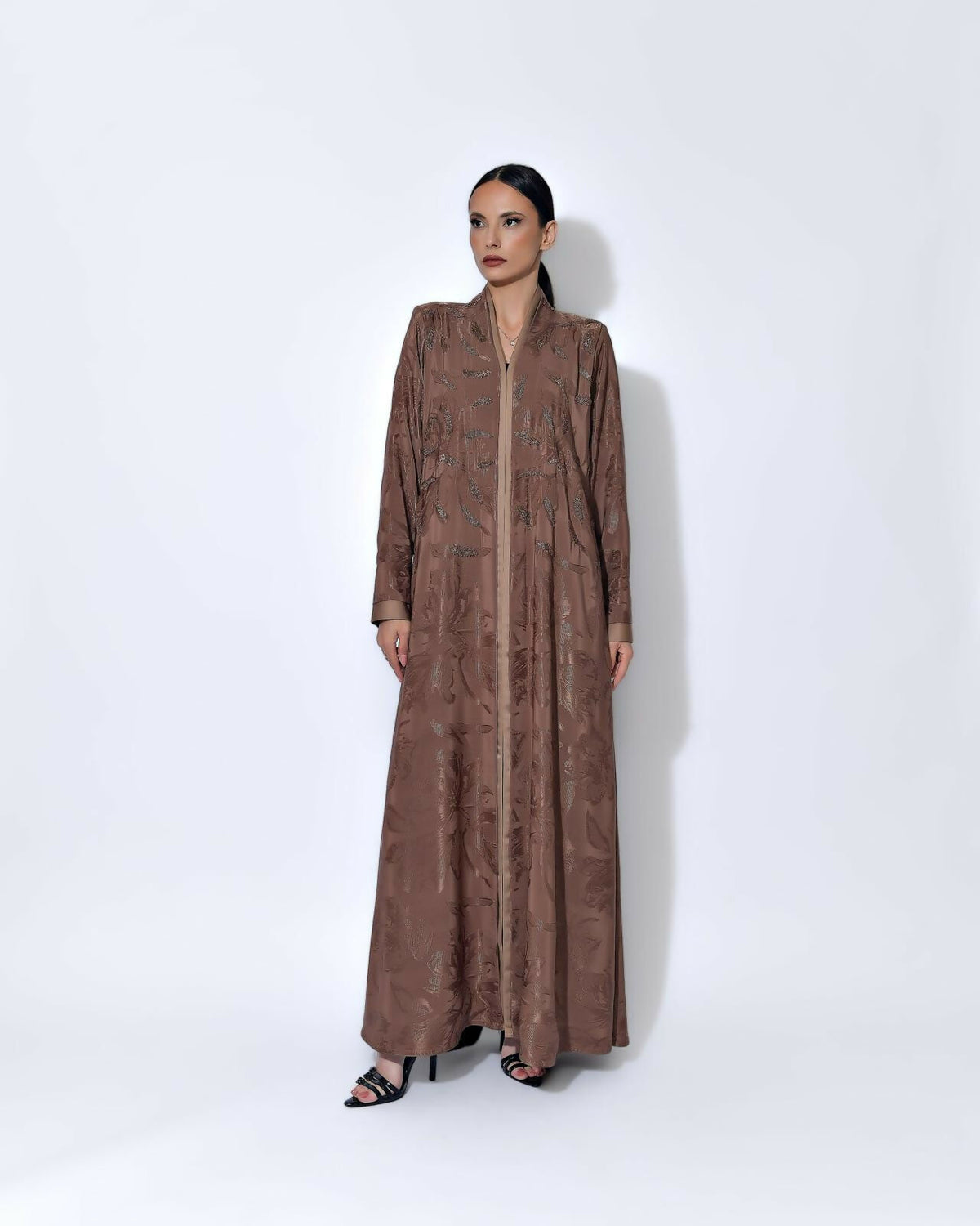 Shantoon Abaya with beeds Brown