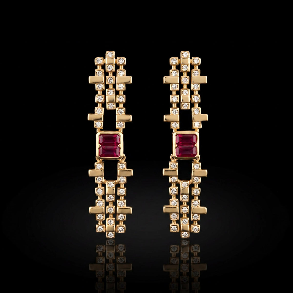 Intricately designed colorful stainless steel earrings