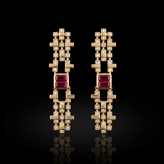 Intricately designed colorful stainless steel earrings