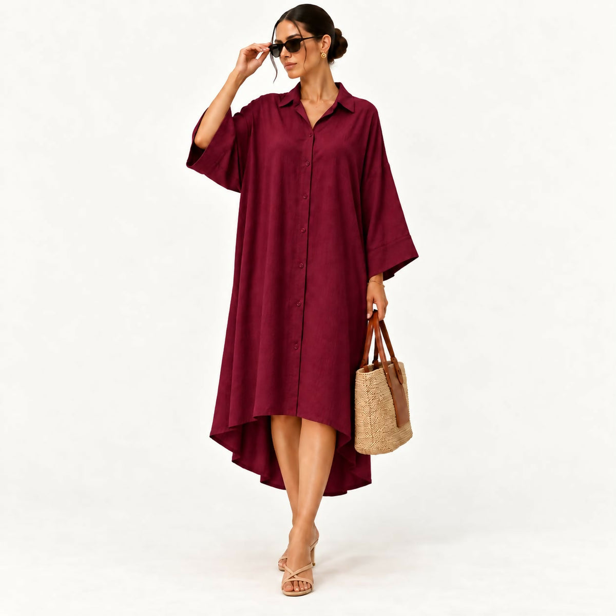 Burgundy Shirt Dress