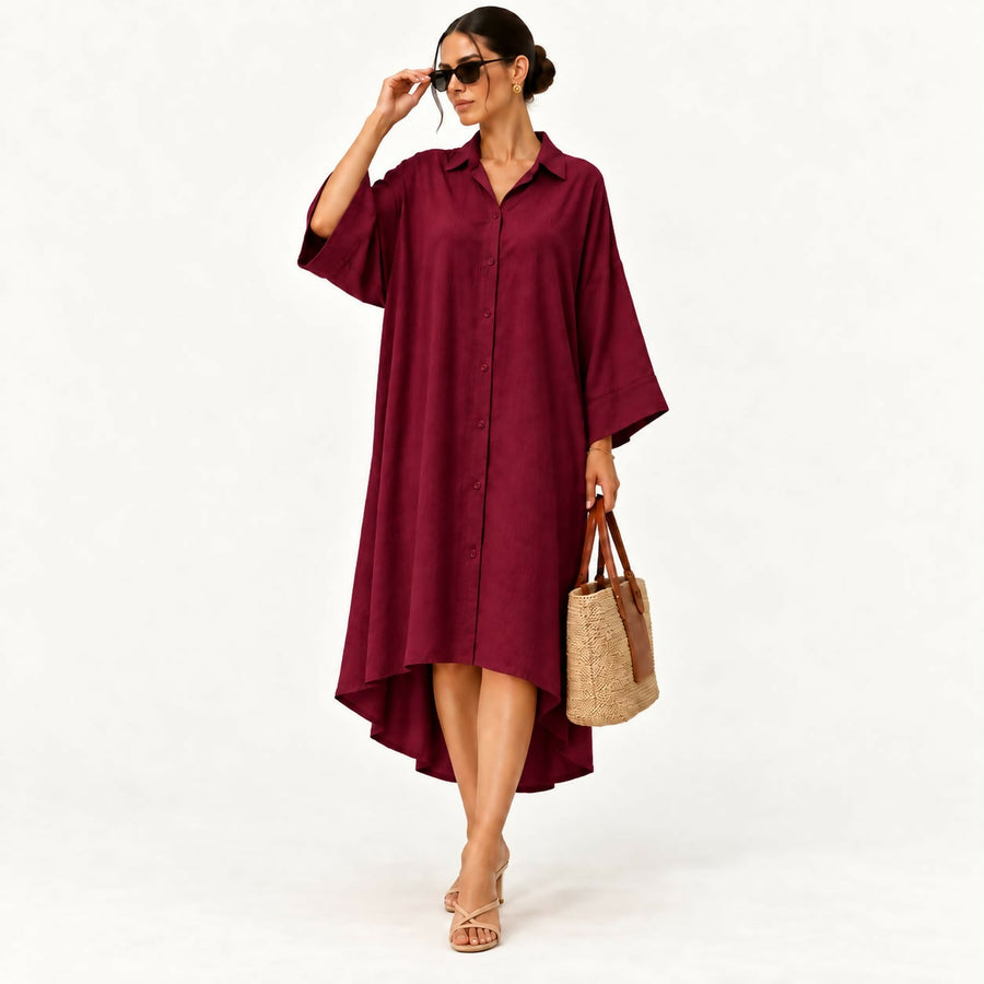 Burgundy Shirt Dress