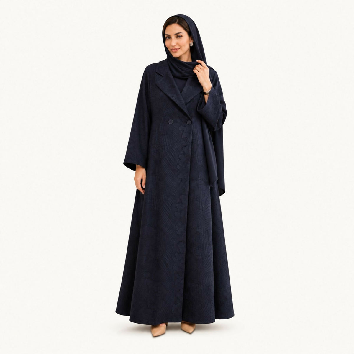 Abaya with a front fabric fold