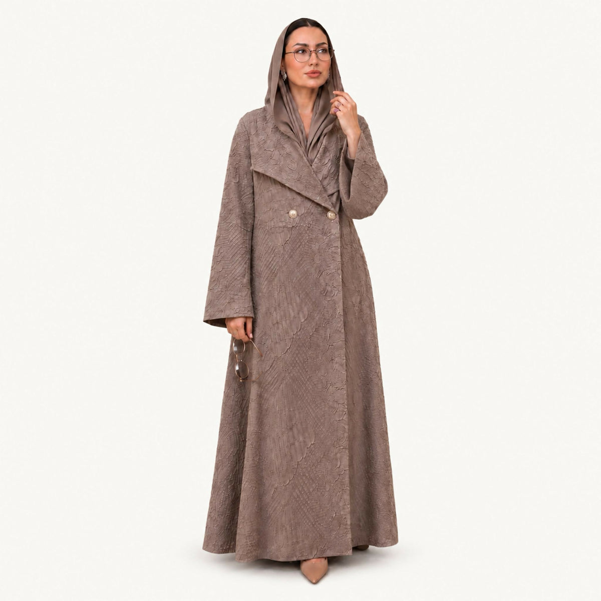 Abaya with buttons and wide sleeves