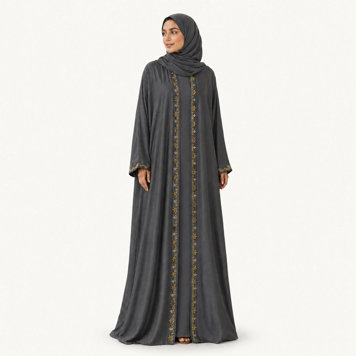 Kaftan with hand embroidery and hand-beaded embellishments