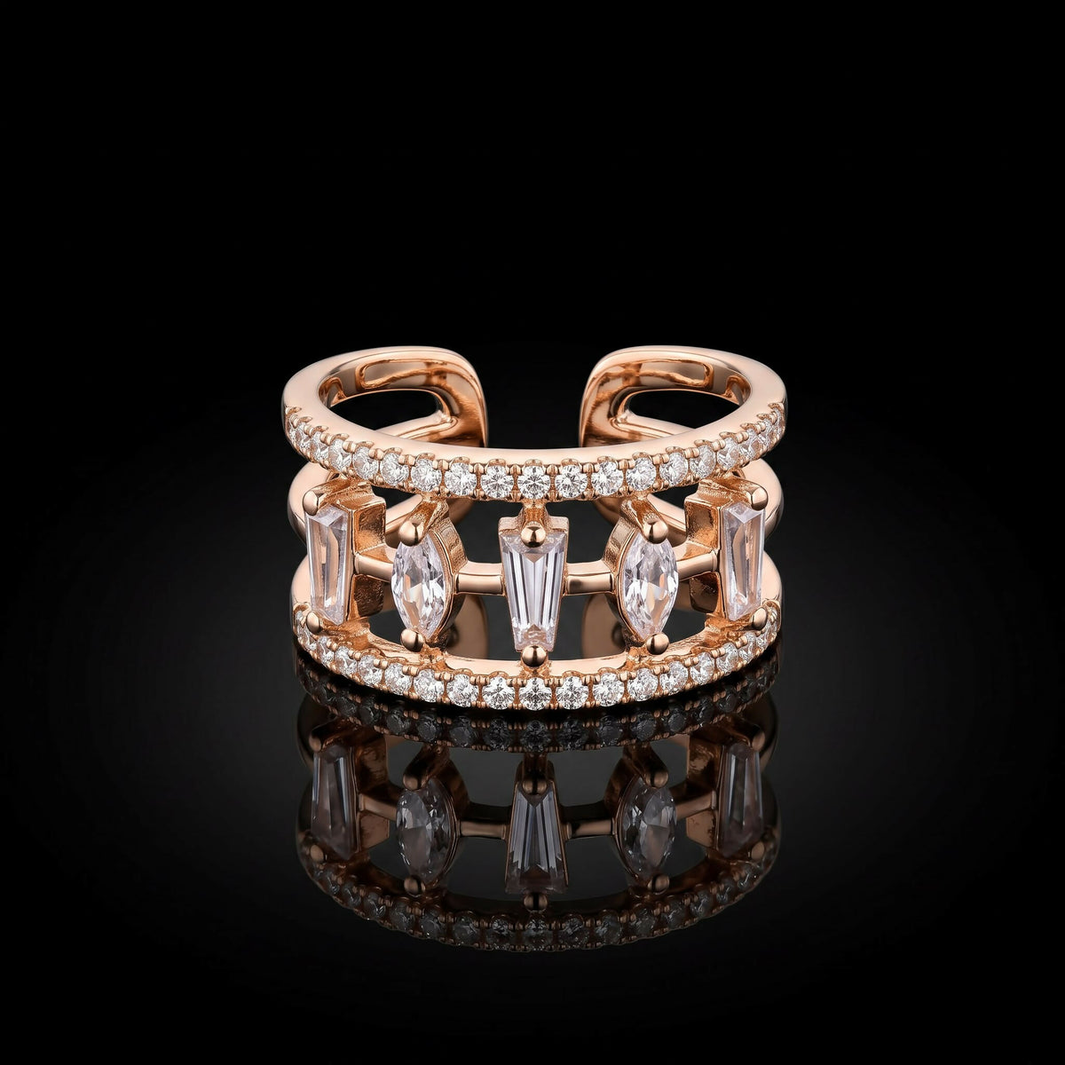 Studded stainless steel ring