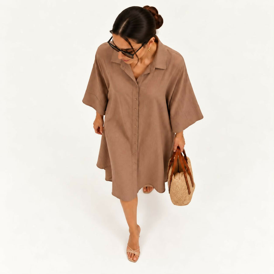 Beige Shirt Dress