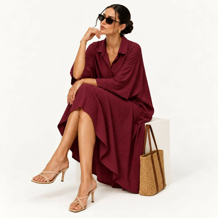 Burgundy Shirt Dress