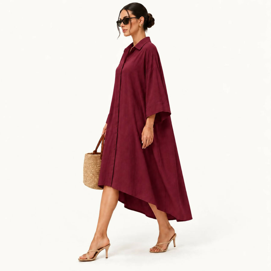 Burgundy Shirt Dress