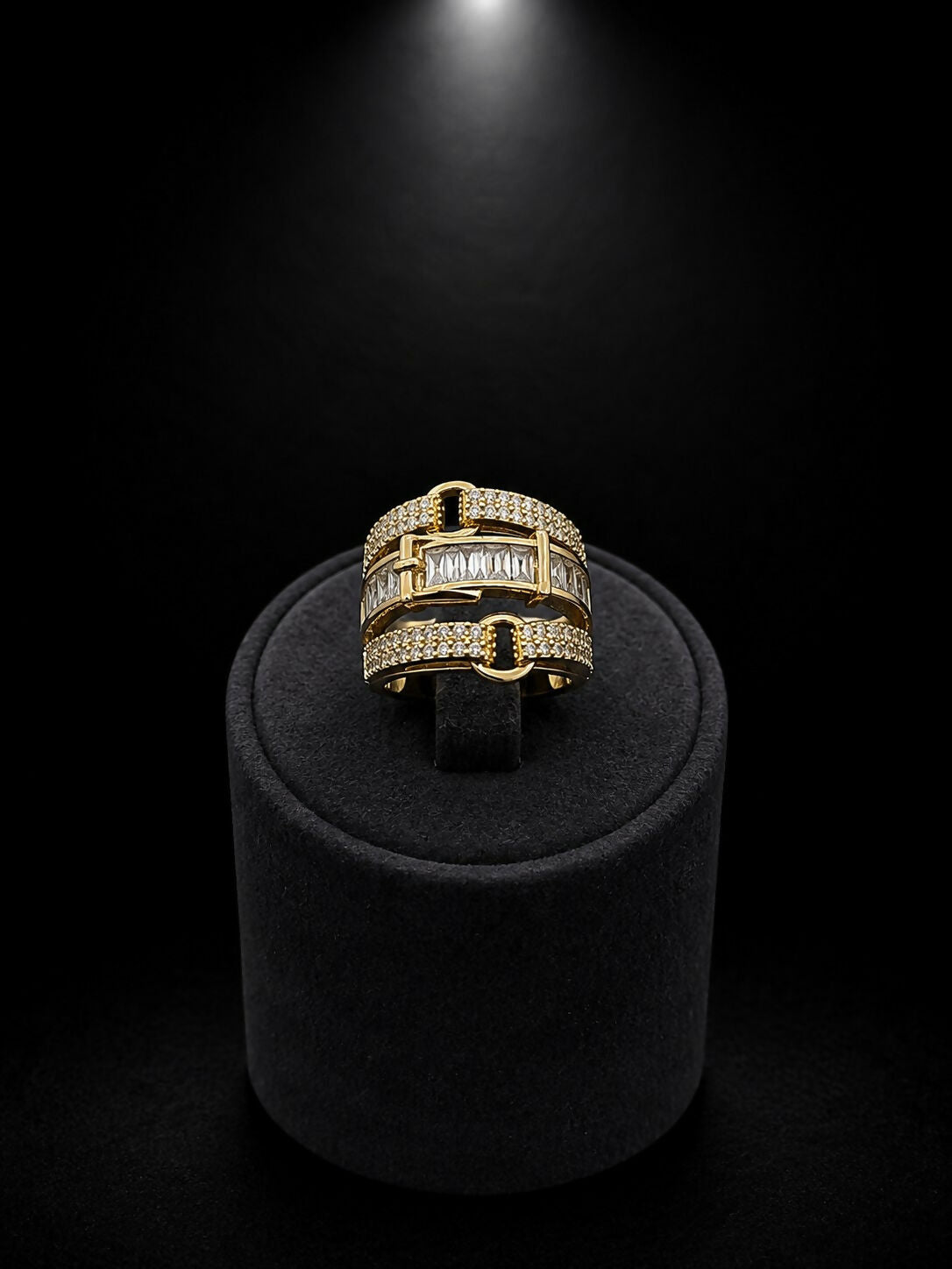 Intricately designed studded stainless steel ring