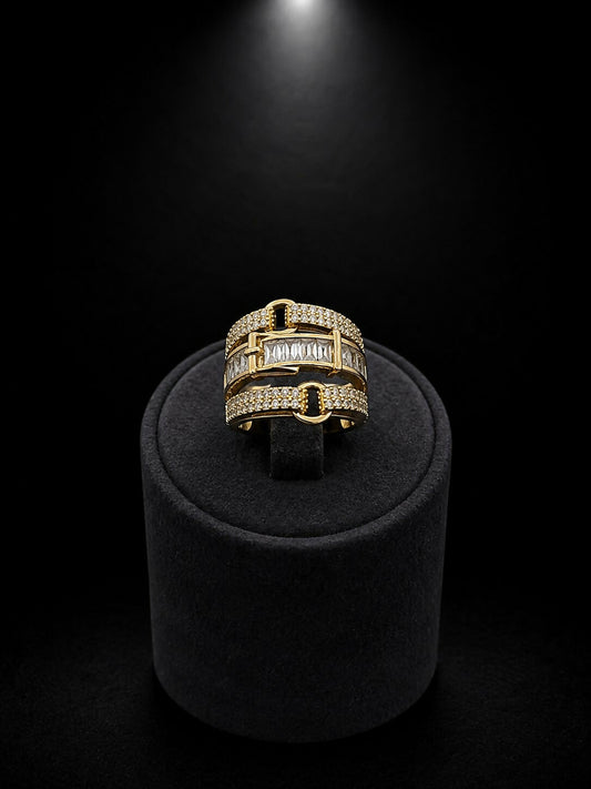 Intricately designed studded stainless steel ring