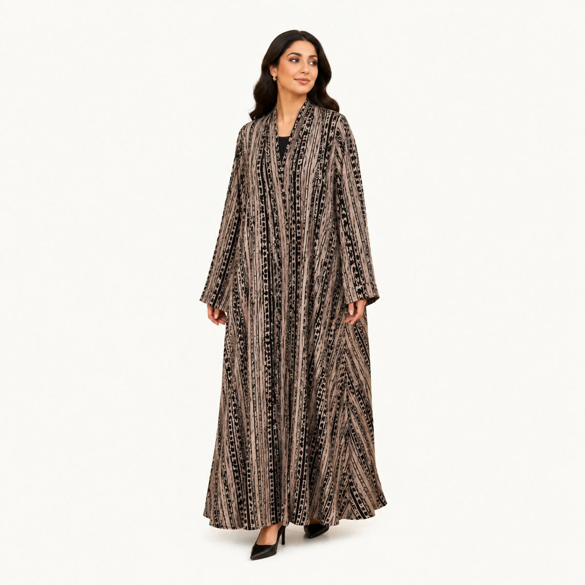 Black Grey Chiffon Abaya