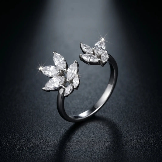 Floral Elegance Crystal Ring