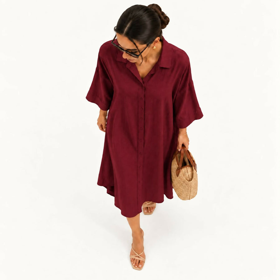 Burgundy Shirt Dress