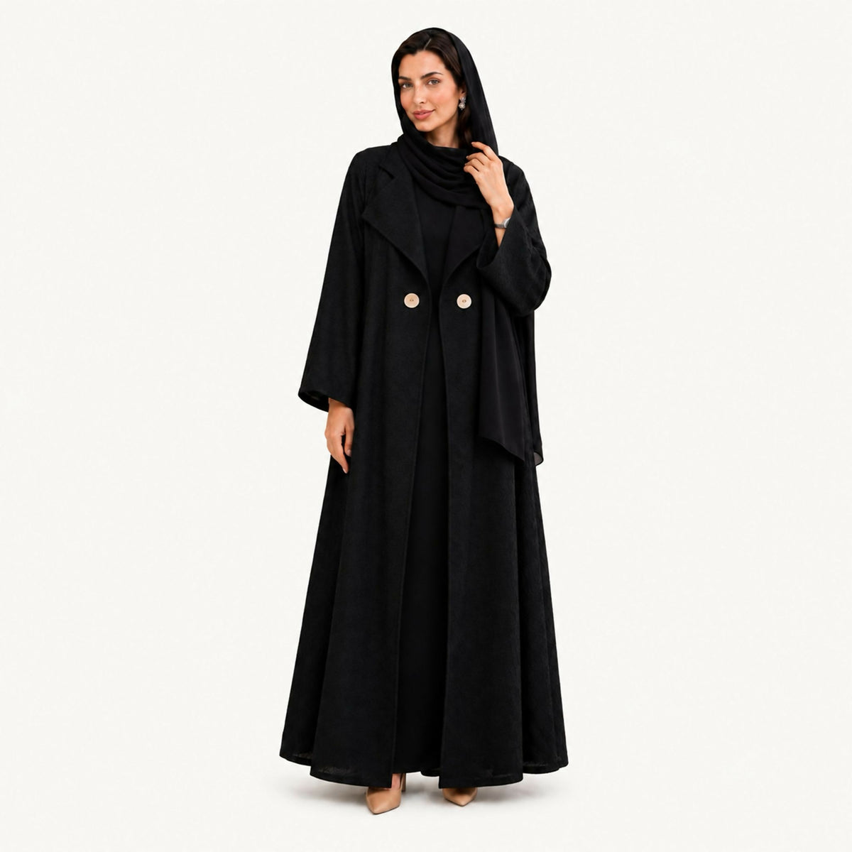 Abaya with buttons and wide sleeves